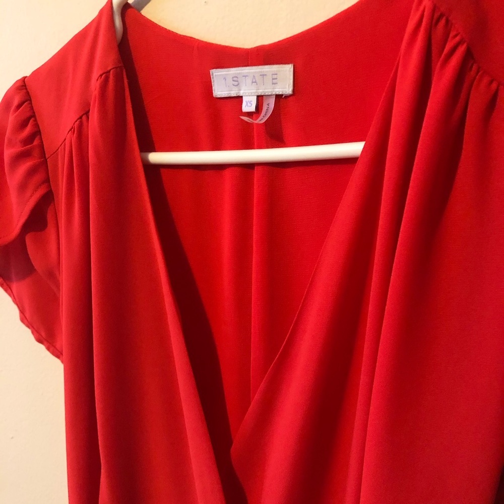 1. State Havana Red Short Sleeve Wrap Dress - Picture 4 of 7